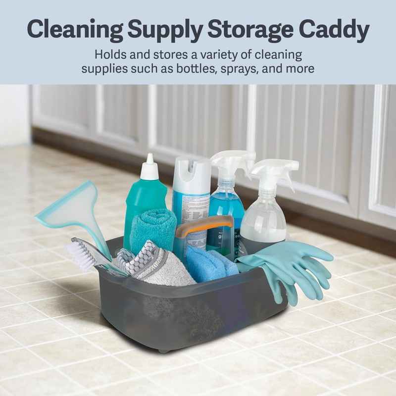 Casabella Plastic Multipurpose Cleaning Storage Caddy with Handle, 1.85 Gallon,