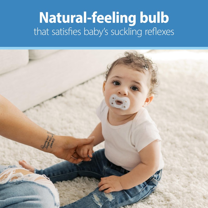 Dr. Brown's Advantage One-Piece Silicone Baby Pacifier, Fully Symmetrical Soother,