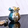 oliruim Hand Blown Glass Vase, Modern Blue Brown Blown Round