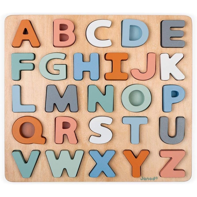 Janod Sweet Cocoon Wooden Alphabet Learning Puzzle with ABC Letters