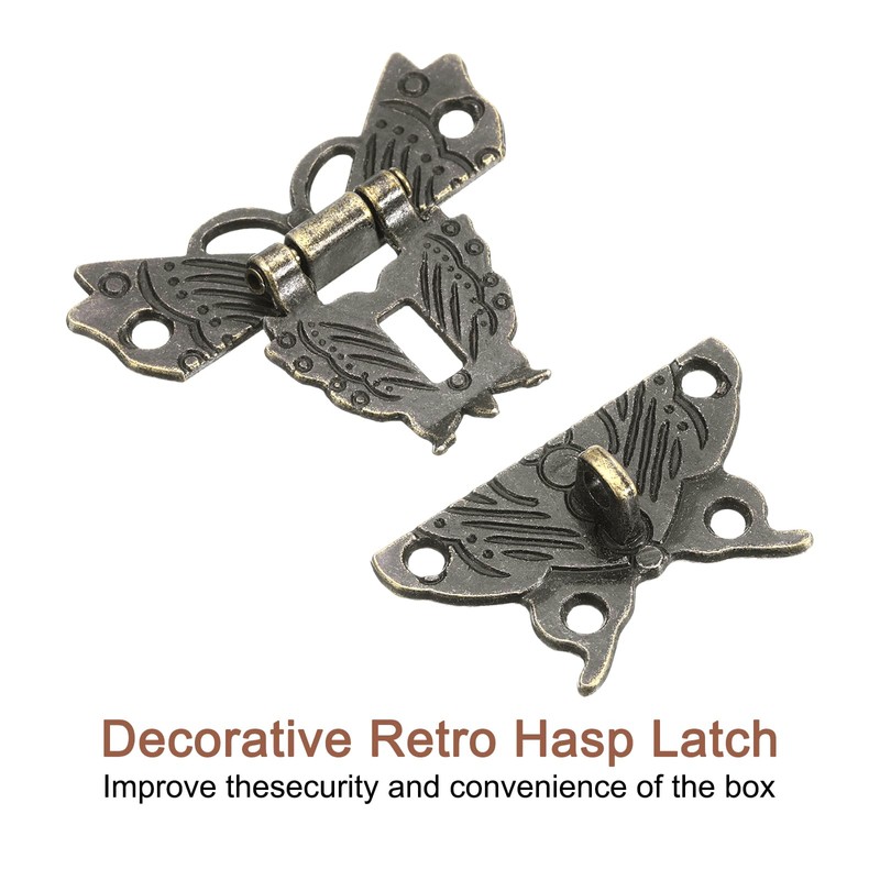 sourcing map Hasp Latch, 43 x 50mm Butterfly Decorative Retro