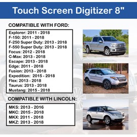 SCREENTRONICS Touch Screen Glass Digitizer 8" for Sync 3 Radio Navigation Compatible with Ford Explorer F-150 F-250 F-550 Super Duty Focus C-Max Escape Edge Fusion Expedition Flex Taurus Mustang 60pin