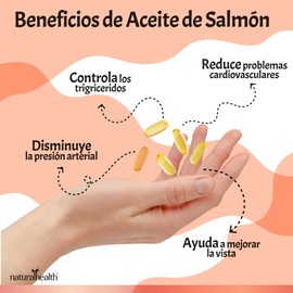 ACEITE DE SALMON NORUEGO OMEGA 3. 1 Frasco con 90 cápsulas de 1.3 g c/u con DHA y EPA. NATURAL HEALTH (1)