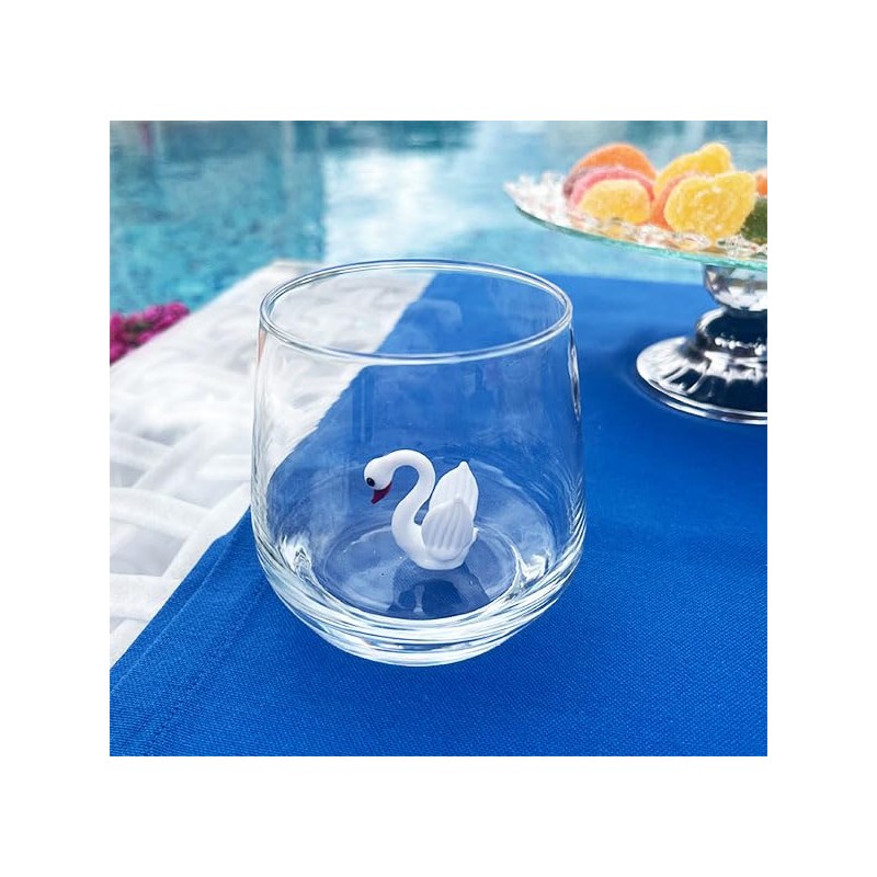 HeguSun Drinking Glass With Figurine Inside, Handmade Murano Glass Figures