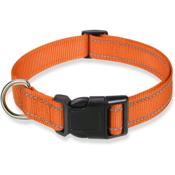 Dog Collars, Reflective Adjustable Dog Collar with Safety Buckle Metal