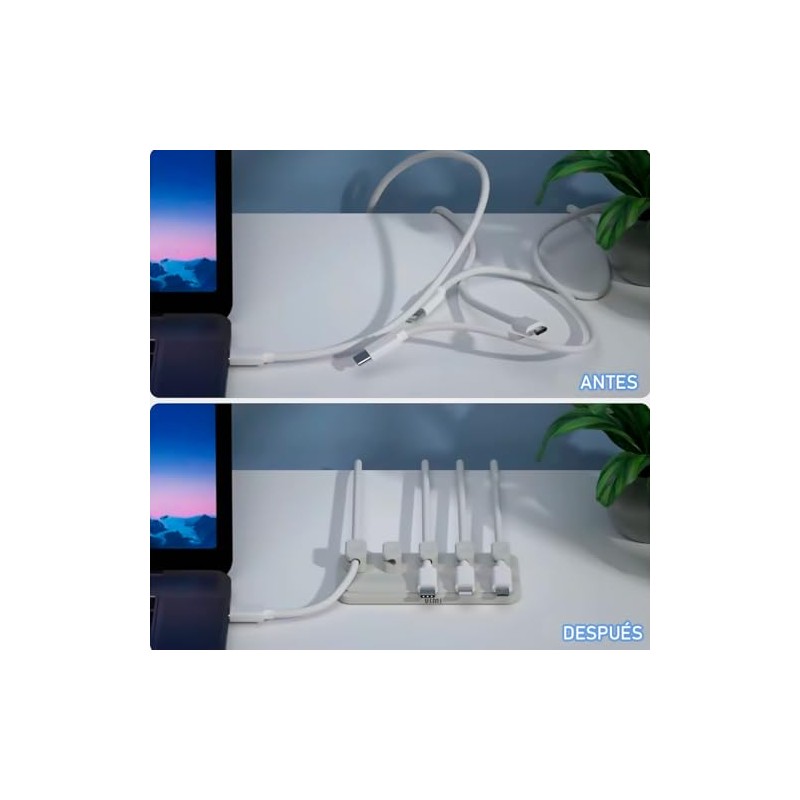 Soporte Con Clips Magnético Para Organizar Cables Escritorio (GRIS)