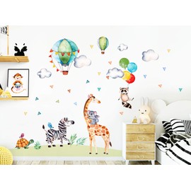 Little Deco DL313 Wall Sticker Safari Party I Wall Picture S - 84 x 59 cm (W x H) I Giraffe Zebra Wall Sticker Girls Children's Room Sticker Boy Decorative Sticker Baby Room