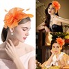 KalluliCC Fascinators Hat for Women Tea Party,Orange Feather Mesh Flower