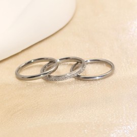 Degolso 14K Gold Plated Stackable Rings for Women – 3 Piece Silver Band Ring Set Hypoallergenic Statement Rings Non Tarnish Stacking Rings Set for Pinky Thumb Size 7