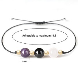 PINCHUAN Healing Crystal Bracelet Natural Stone Bracelet Protection Anxiety Bracelet Crystal Bracelets Spiritual Natural Healing Crystal Stones Bracelet Healing Crystal Jewelry Gifts-W-Empath