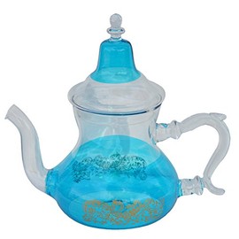 Tea Serving & Glasses Moroccan All Glass Hand Blown Teapot Durable Heat Resistance 32 Oz No Spill