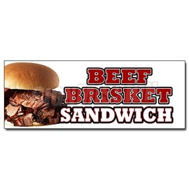24" Beef Brisket Sandwich Decal Sticker Slow Cooked bar b que Texas Smoked