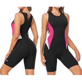 DIFOS Women's Triathlon Suit One-Piece Sleeveless Tri-Suit Quick-Dry 3D Padded Athletic Swimsuits Slimming Cycling Running