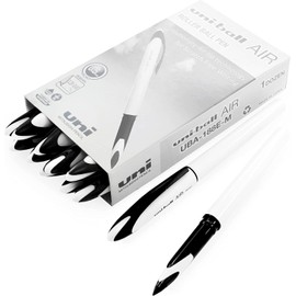 12 x Uni-Ball Air Rollerball Pen | With Unique Pressure Sensitive Air-Tip which Adjusts Line Thickness | 0.5mm Fine Point Nib, Black Ink