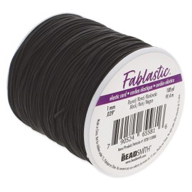 The Beadsmith Round Stretch Cord – Fablastic – 1mm, Black Color, 100-yards (91.4 Meters) – Soft Elastic Cord for Jewelry Making, Sewing, Headbands, Bracelets & Other DIY Crafts