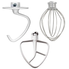 Aftermarket KitchenAid KSM90PSGR0 Mixer Dough Hook Flat Beater Wire Whip Set