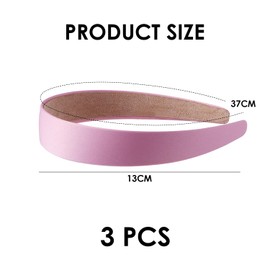 3 Pieces of Hair Ties, Thick Padded Headband, Satin Headband, Soft Padded Headband, Non-slip Single Color Headband, 3cm Simple Women's Headband Headband, (Black, Pink, Purple)