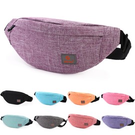 TINYAT Fanny Pack for Women Fashion Fanny Pack 3 Zipper Pockets Waist Bag Crossbody Bag Casual Fanny Pack for Travel Hiking Cycling Party TY2016, Purple/201, Casual