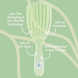 Nature Spell FlexiFlow Detangling Hair Brush, Flexible Strands for Gentle Brushing, Eliminates Knots & Reduces Breakage, Suitable for All Hair Types, Green