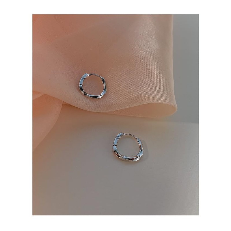 925 Sterling Silver Hoop Earrings 18K White Gold Plated
