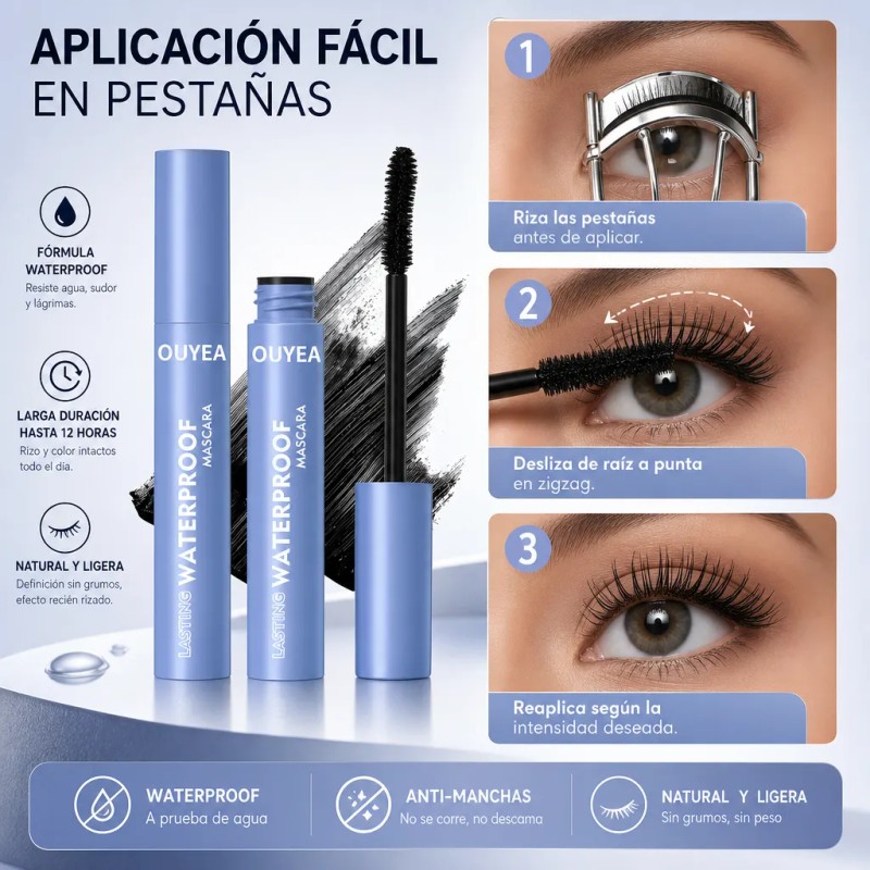 Máscara De Pestañas Waterproof Larga Duración Negro