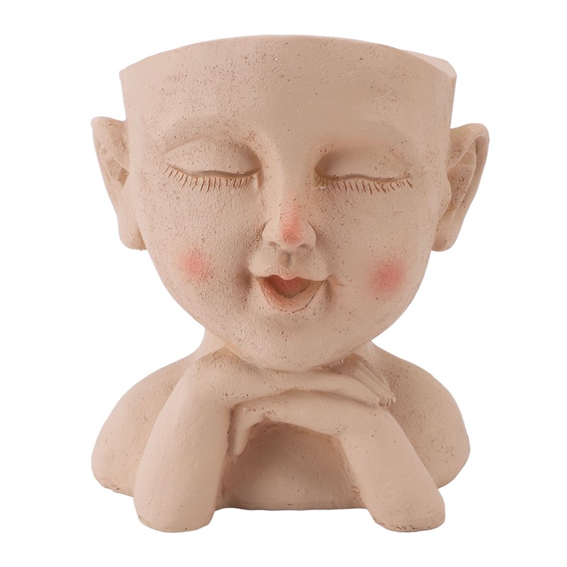 Men Face Flower Pot Hand Painting Resin Men Head Flowerpot