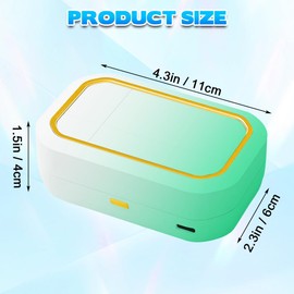 CASBOMY Contact Lens Clean Machine, Portable Ultrasonic Contact Lens Cleaner with 4 Timing Modes, 360° High-Frequency Vibration for Cleaning Soft Lenses, Colored Contact Lenses (Green)