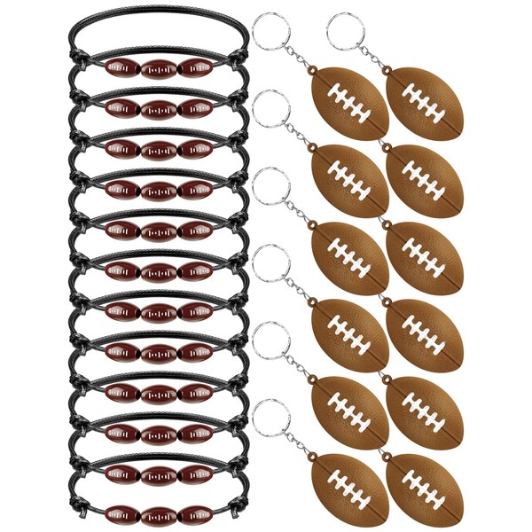 24 Pcs Sports Ball Charm Bracelets and Keychains Set Boys