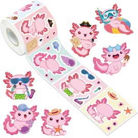 Deorfuy Axolotl Make a Face Stickers, 300Pcs DIY Cartoon Salamander Animal Mix and Match Stickers Roll, Make Your Own Art Crafts for Party Favors Gift Classroom Activity Home Game