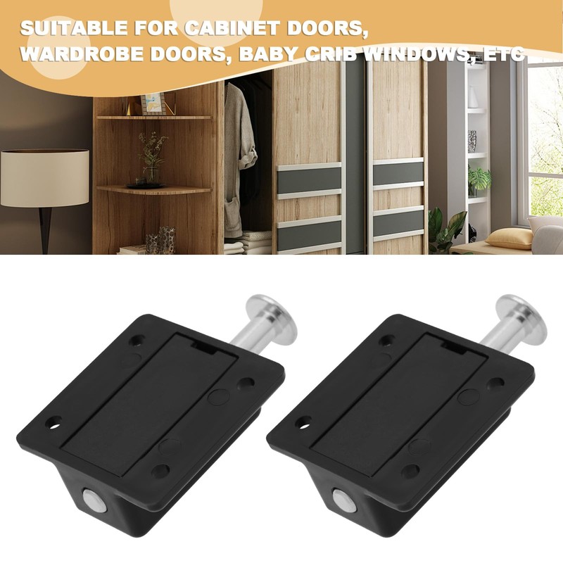 LT Easiyl 4pcs Black Plastic Push Button Spring Loaded Automatic