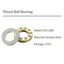 Kozelo 4pcs F10-18M Thrust Ball Bearing - [10mm x 18mm x 5.5mm] Chrome Steel Miniature Thrust Bearing with Washer for Machine Tool Use