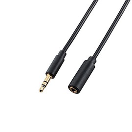 Elecom DH-MPJN15 Stereo Mini Plug Extension Cable Gold Plated 3.5φFemale to 3.5φMale, Black, 4.9 ft (1.5 m)