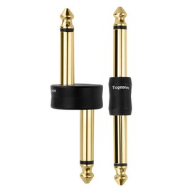 Togconn Gold-Plated Guitar Pedal Effects Patch Connector Coupler 2 Pack，6.35mm to 6.35mm Adapter, Angle 1/4 Quarter Inch TS Mono Male to Male Jack Plug, Audio Converter Premium Quality Series
