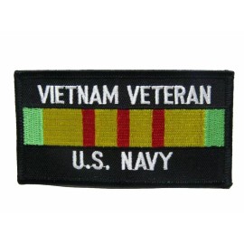 U.S. Military Vietnam Veteran Vet Navy Black Ribbon Flag Iron On Patch