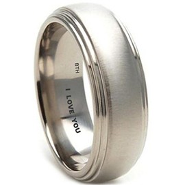 BESTTOHAVE Mens Titanium Ring -8mm Wide Engraved With I Love You Classic Unisex Wedding Engagement Comfort Fit Jewellery Band Ringg - Size Z+3 (Available in Most Sizes)