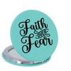 Enthoozies Faith Over Fear Religious Teal Laser Engraved Leatherette Compact