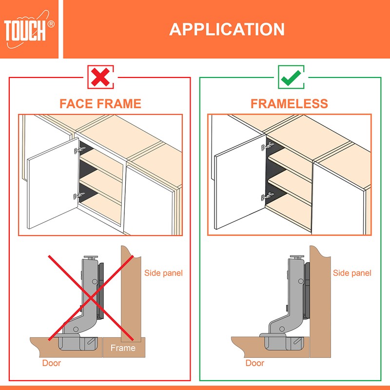 TOUCH Cabinet Hinges (1 Pair, 2 PCS) Inset Soft Push