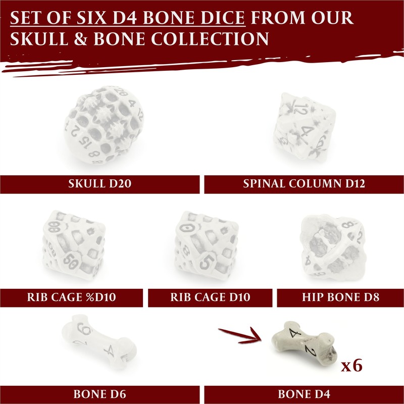 D4 Dice Set - Set of Six 4 Sided Dice