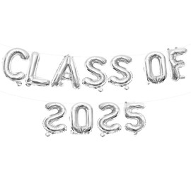 16 Inches CLASS OF 2025 Graduation Letter Balloons Banner for High School, College, Graduation Party Decorations, and Prom Ceremony Decor (Silver)