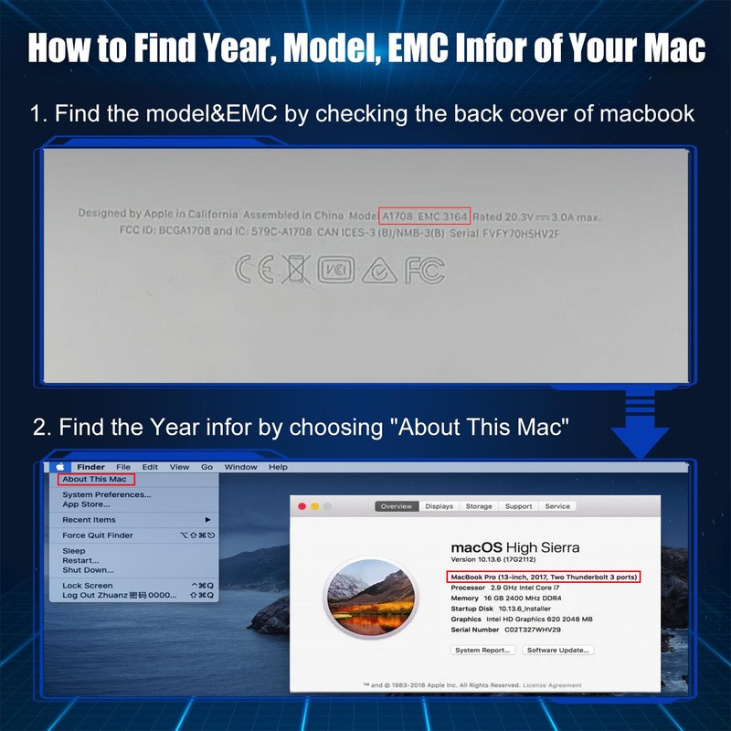 Bitsjour 256GB NVMe SSD for MacBook Pro A1708 2016 2017