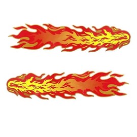 Flame Car Sticker, Red and Yellow Fire Design, Waterproof Vinyl, Glossy Finish, 2 Pack, for Cars, Motorcycles, Laptops