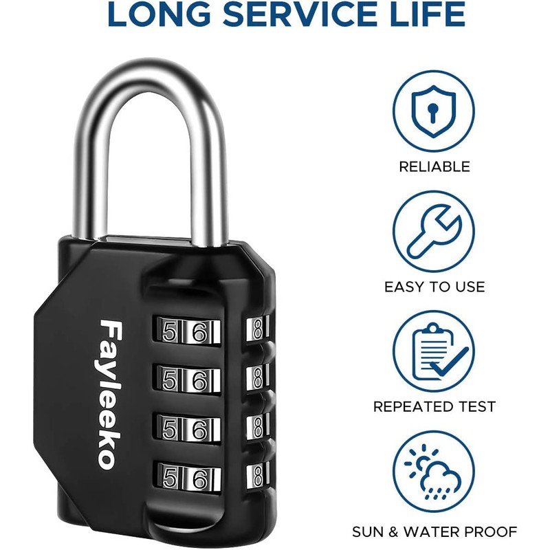 Combination Lock, 4 Digit Combination Padlock for School Gym Sports