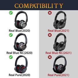 SOULWIT Cooling Gel Earpads for Teufel Real Blue NC/Real Blue/Real Pure (2020) Headphones, Ear Pads Cushions with Ice Silk Fabric, Noise Isolation Foam - Black