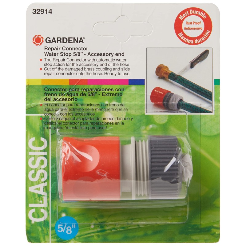 GARDENA (32914) 5/8" Accessory Hose Repair Connector with Water Stop