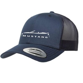 1994-98 Ford Mustang Convertible Fully Embroidered Yupoong 6606 Snapback Trucker Fitted Cap Navy
