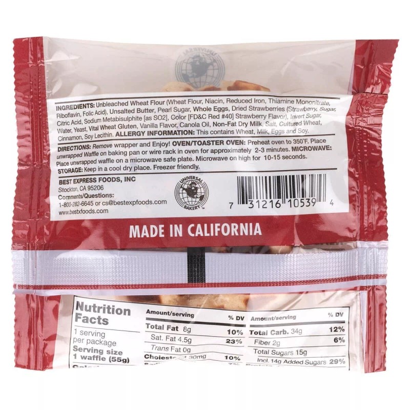 Bestfood Belgian Waffles, Strawberry, 1.9 oz, 12-count