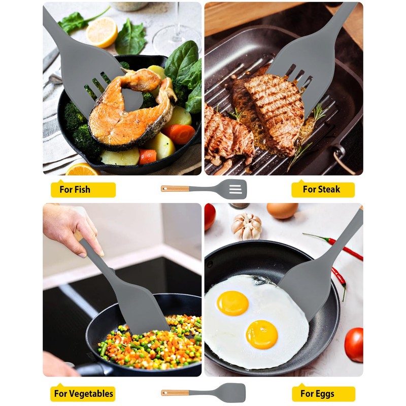 Pack of 2 Large Silicone Spatula, Heat Resistant Solid Turner,
