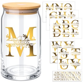Janlaugh 10 Sheets Valentine UV DTF Cup Wraps Transfer Name Stickers Alphabet Letter Decals Split Letter Monogram Stickers Vinyl Name Decal for Tumbler Laptop Water Bottle DIY Crafts(Gold)