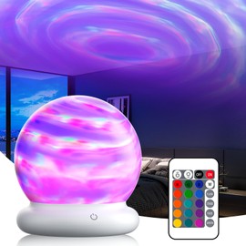CHLORANTHUS Portable Battery Night Light LED Aurora Projector with Remote Control, RGB Color Changing Lamp, for Bedroom,Children's Room,Living Room,Game,Party Atmosphere Lights