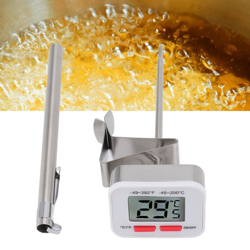 Food Thermometer Regulable Clip Large Display Screen Detachable Stainless Steel